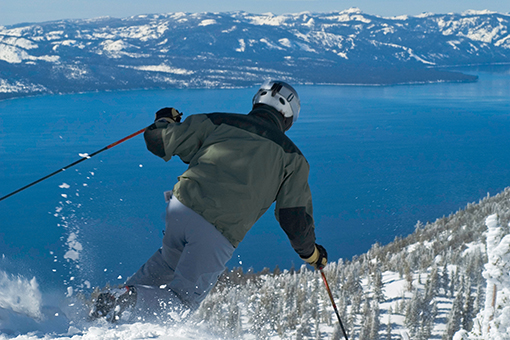 Skiing Above Lake Tahoe